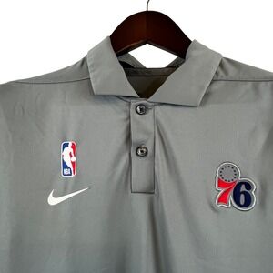 Nike NBA Philadelphia 76ers M Dri-Fit Gray Polo Shirt Basketball Fan Apparel